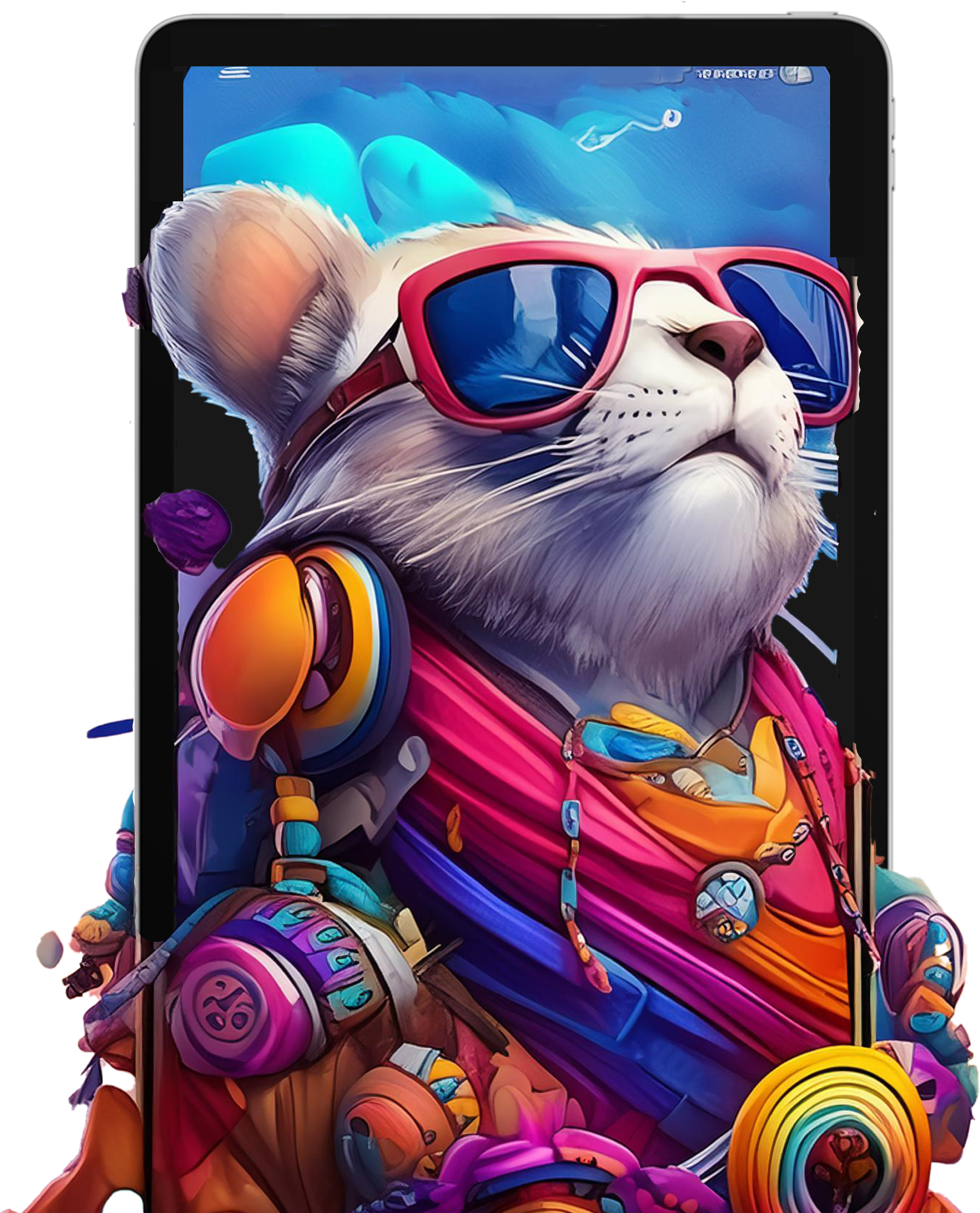 Cool Cat with Tablet